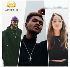 AFSTALR 남성용 크로스 목걸이, 크로스 펜던트가 있는 골드/실버 체인, 기독교 주얼리