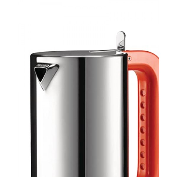 Alessi 9090 Manico Forato 9090/6 100 - 디자인 에스프레소 커피 메이커 6컵, 18/10 스테인리스 스틸, 자석 바닥, 천공 및 컬러 손잡이, 주황색