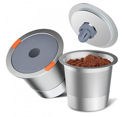 Noalto 재사용 가능한 K 컵 및 커피 포드, Keurig 2.0 및 1.0 커피 메이커 기계용 범용 스테인레스 스틸 k 컵(2팩)