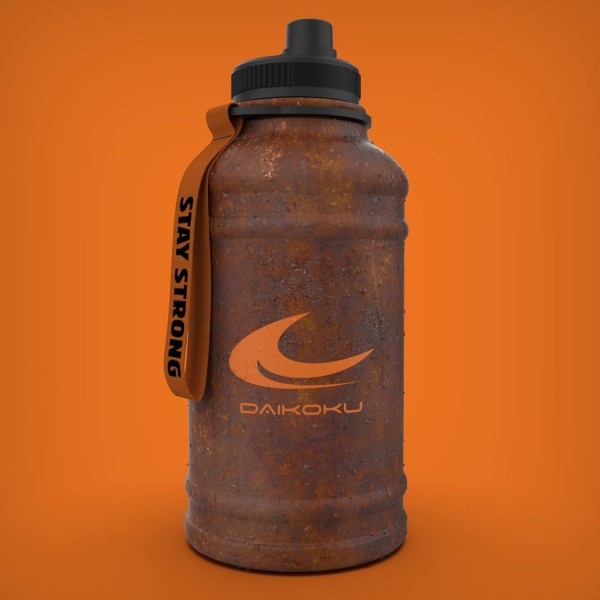 Daikoku 스테인리스 스틸 물병 - 1.3l BPA Free - 체육관 및 모든 종류의 스포츠에 유용함 - Double Wall Thermos Bottle 12~24시간 - 주황색 1.3 L 갈색 Xxl