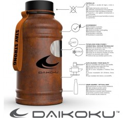 Daikoku 스테인리스 스틸 물병 - 1.3l BPA Free - 체육관 및 모든 종류의 스포츠에 유용함 - Double Wall Thermos Bottle 12~24시간 - 주황색 1.3 L 갈색 Xxl
