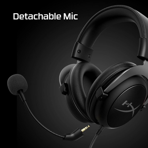HyperX Cloud II – PC, PS5 / PS4용 게임용 헤드셋. 가상 7.1 서라운드 사운드 및 USB 오디오 컨트롤 박스 건메탈 싱글 포함