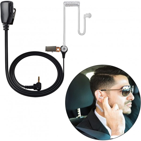 HYS 워키토키 이어폰 호환 Motorola TLKR-T60 T61 T62 T80 T81 T82 T-92 H2O T80 Extreme 2.5mm 1핀 보안 헤드셋(마이크 포함)(5개 팩)