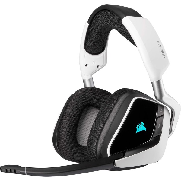 Corsair Void Elite RGB 무선 게임용 헤드셋(7.1 서라운드 사운드, 12미터 범위) 화이트 및 ST100 프리미엄 헤드폰 스탠드(2X USB 3.1, 알루미늄, 7.1 Dolby 오디오 출력) 블랙 VOID ELITE 