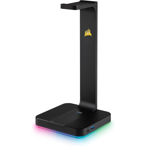 Corsair Void Elite RGB 무선 게임용 헤드셋(7.1 서라운드 사운드, 12미터 범위) 화이트 및 ST100 프리미엄 헤드폰 스탠드(2X USB 3.1, 알루미늄, 7.1 Dolby 오디오 출력) 블랙 VOID ELITE 