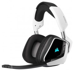 Corsair Void Elite RGB 무선 게임용 헤드셋(7.1 서라운드 사운드, 12미터 범위) 화이트 및 ST100 프리미엄 헤드폰 스탠드(2X USB 3.1, 알루미늄, 7.1 Dolby 오디오 출력) 블랙 VOID ELITE 