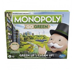 Hasbro Gaming Monopoly: Go Green Edition 보드 게임 | 100% 재활용 종이 부품과 식물 기반 플라스틱 토큰으로 제작 | 가족 보드 게임 | 8세 이상