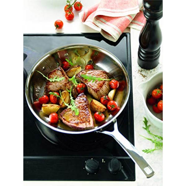 Le Creuset 2400-24 삼중 스테인리스 스틸 프라이팬, 9-1/2인치