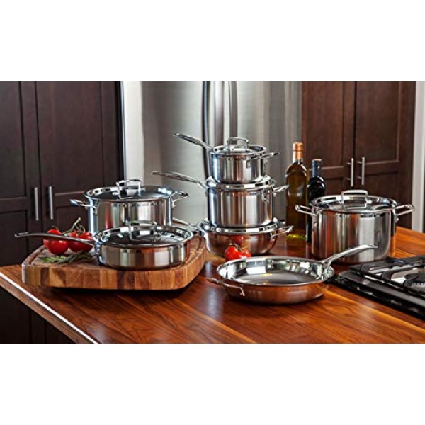 Le Creuset 2400-24 삼중 스테인리스 스틸 프라이팬, 9-1/2인치