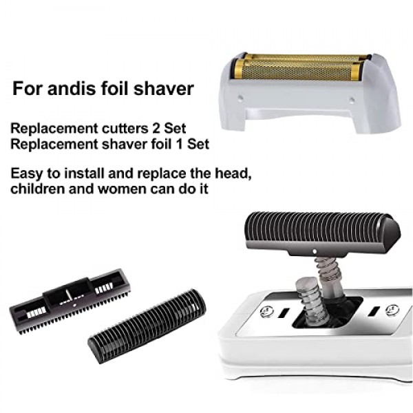 Andis 17150(TS-1) Pro 리튬 티타늄 포일 면도기 교체용 헤드, 골든과 호환되는 Pro Shaver 교체용 포일 및 커터 2팩