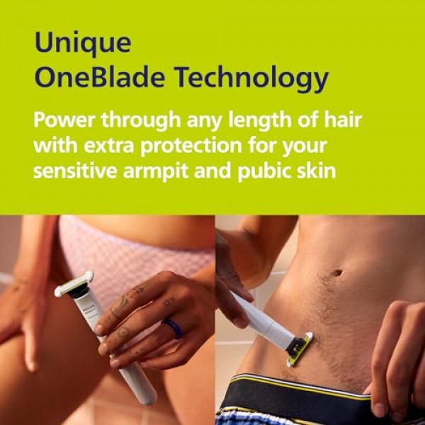 필립스 Norelco OneBlade 남녀공용 친밀한 음모 및 개인용 바디 그루머 및 트리머, QP1924/70