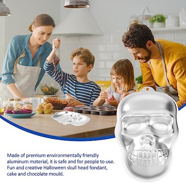 DOITOOL 1Pc 해골 베이킹 팬 금형 할로윈 3D 해골 팬 알루미늄 머핀 팬 Nonstick 초콜릿 금형 해골 케이크 팬 할로윈 파티 퐁당 금형