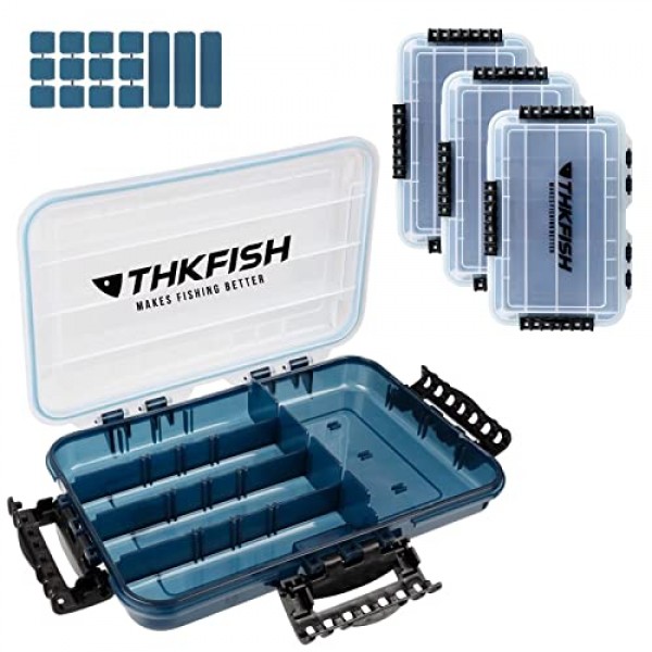 THKFISH 낚시 태클 상자 3600 태클 트레이 플로팅 낚시 미끼 상자 보관 주최자 조정 가능한 분배기가있는 작은 플라스틱 상자, 태양 방지 3PCS