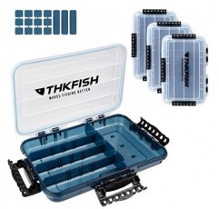 THKFISH 낚시 태클 상자 3600 태클 트레이 플로팅 낚시 미끼 상자 보관 주최자 조정 가능한 분배기가있는 작은 플라스틱 상자, 태양 방지 3PCS