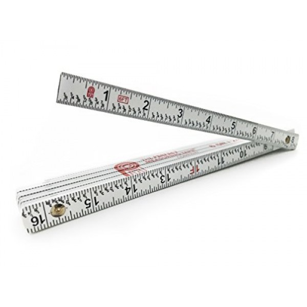 Perfect Measuring Tape Co. FR-72 목수의 접는 규칙 읽기 쉬운 인치 분수가 있는 경량 복합 건축 눈금자 - 6.5ft / 2m
