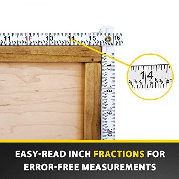 Perfect Measuring Tape Co. FR-72 목수의 접는 규칙 읽기 쉬운 인치 분수가 있는 경량 복합 건축 눈금자 - 6.5ft / 2m