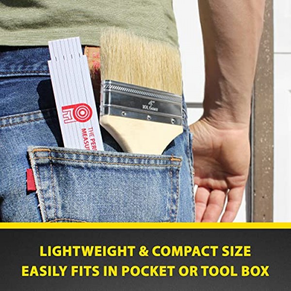 Perfect Measuring Tape Co. FR-72 목수의 접는 규칙 읽기 쉬운 인치 분수가 있는 경량 복합 건축 눈금자 - 6.5ft / 2m