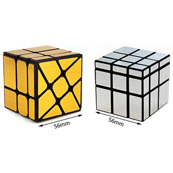 TANCH 미러 스피드 큐브 세트 3x3 미러 실버 큐브 및 골드 휠 큐브 2팩 Twisty Skewb Magic Speedcubing 번들 퍼즐