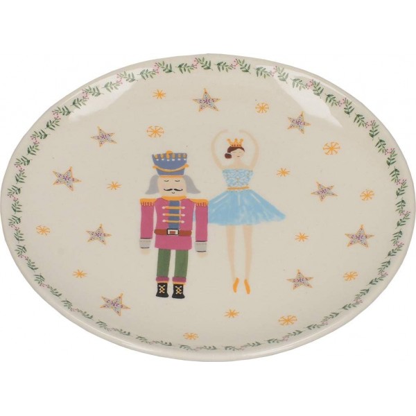 KitchenCraft 호두까기 인형 컬렉션 크리스마스 접시 세트, Xmas Sugar Plum Fairy 디자인, 세라믹, 17 cm, 6개