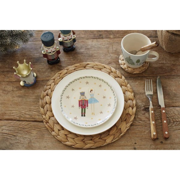 KitchenCraft 호두까기 인형 컬렉션 크리스마스 접시 세트, Xmas Sugar Plum Fairy 디자인, 세라믹, 17 cm, 6개