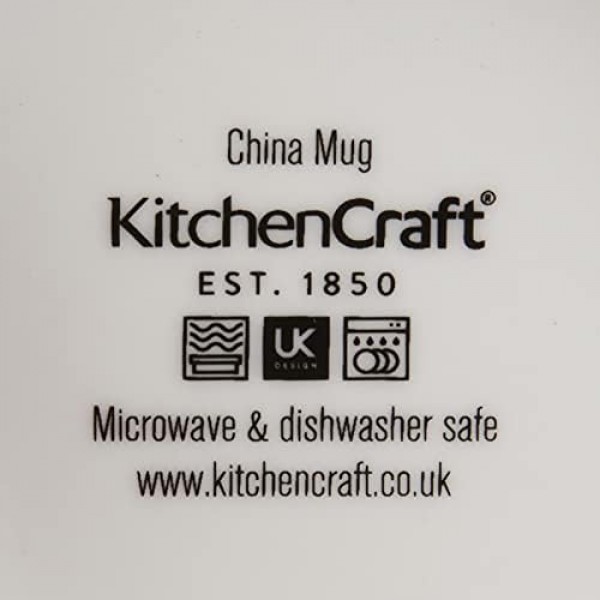 KitchenCraft China '그레이 플로럴' 꽃무늬 배럴 머그, 차 또는 커피 컵, 전자레인지 및 식기세척기 사용 가능, 425ml - 그레이/화이트(4개 세트), POKCMBAR148