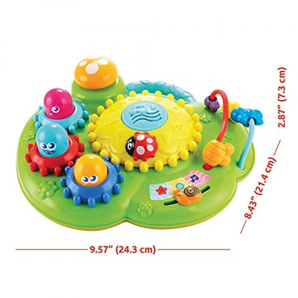 KiddoLab Activity Center Fun Ride Garden - 음향 효과 및 음악이 포함된 프레스 앤 플레이 감각 장난감 - 팝업 조명 및 기어가 있는 아기 학습 장난감 - 6개월 이상 아기를 위한 생
