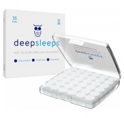 Deep Sleeps 수면용 실리콘 귀마개 - 18쌍 - 27dB - 수면용 귀마개 - 코골이 차단을 위한 최고의 귀마개 - 재사용 가능한 귀마개 - 부드럽고 성형 가능 - 소음 제거 귀마개