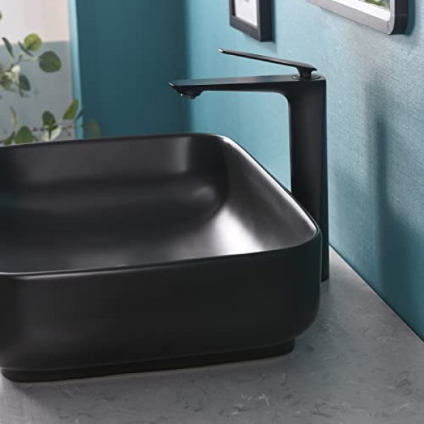 Davivy 24'' X 15.6'' 팝업 배수구가 있는 무광 검정색 세면대, 직사각형 욕실 세면대, 카운터 위 욕실 세면대, 카운터 탑 싱크대, 욕실용 검정색 직사각형 세면대