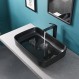 Davivy 24'' X 15.6'' 팝업 배수구가 있는 무광 검정색 세면대, 직사각형 욕실 세면대, 카운터 위 욕실 세면대, 카운터 탑 싱크대, 욕실용 검정색 직사각형 세면대