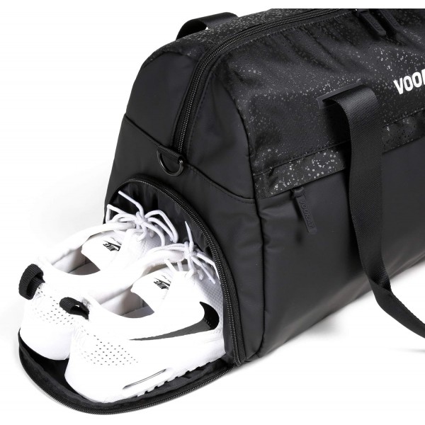 Vooray Trainer Duffel - 42cm./ 25L 스포츠 백, 신발 수납칸 및 드라이 수납칸 포함 Black Foil