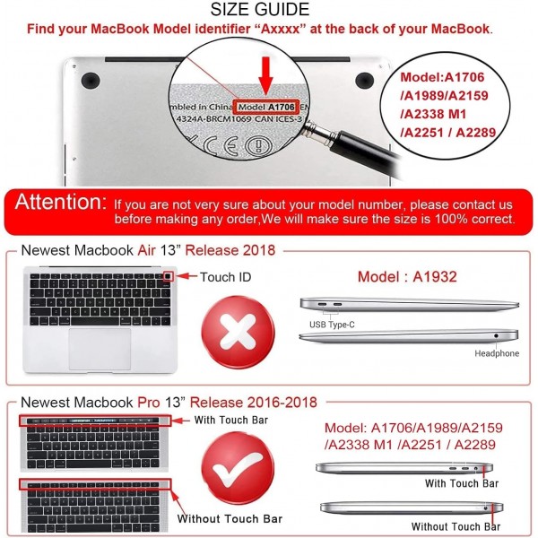 iCasso 케이스 MacBook Pro 13 인치 2020-2016 A2338 M1 A2251 A2289 A2159 A1989 A1706 A1708, 플라스틱 초박형 하드 쉘 보호용 스냅 케이스 및 키보드 보호기 및 화면 보호기-블랙