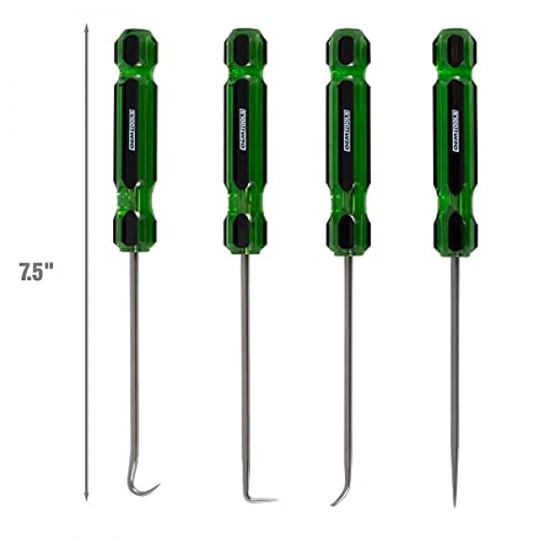 OEMTOOLS 26546 4피스 후크 및 픽 세트(아세테이트 핸들 포함), 픽 세트 정비공, 후크 도구, 픽 도구, 차량 픽 및 후크 세트, 픽 도구 세트, 픽 세트
