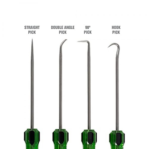 OEMTOOLS 26546 4피스 후크 및 픽 세트(아세테이트 핸들 포함), 픽 세트 정비공, 후크 도구, 픽 도구, 차량 픽 및 후크 세트, 픽 도구 세트, 픽 세트