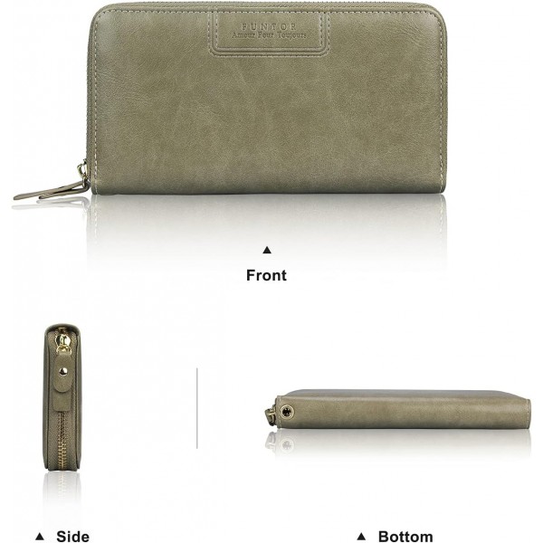 FT Funtor 여성용 손목 지갑 PU 가죽 비건 가죽 클러치 지갑 지퍼 휴대폰 지갑 카드 홀더 주최자 O-aloe Green