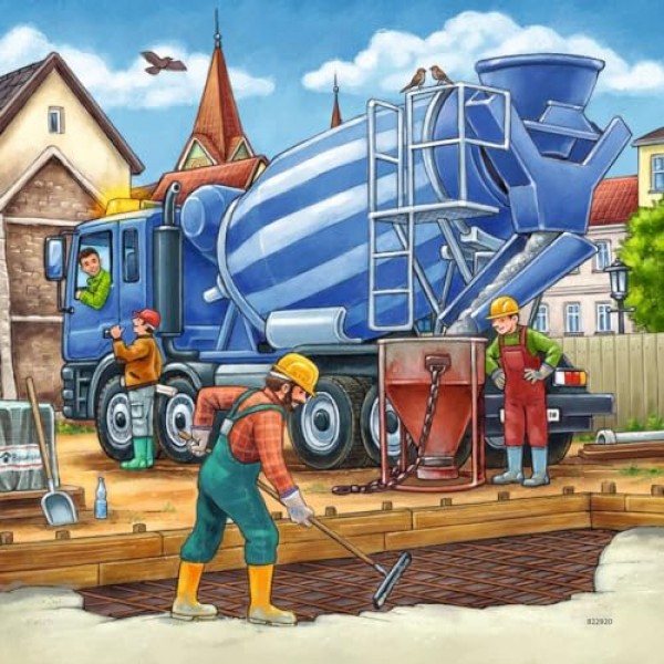 Ravensburger 09226, 대형 건설 차량 상자에 들어 있는 3 x 49 조각 퍼즐, 어린이를 위한 3 x 49 조각 퍼즐, 모든 조각이 독특하고 조각이 완벽하게 맞습니다.