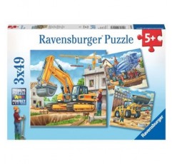 Ravensburger 09226, 대형 건설 차량 상자에 들어 있는 3 x 49 조각 퍼즐, 어린이를 위한 3 x 49 조각 퍼즐, 모든 조각이 독특하고 조각이 완벽하게 맞습니다.