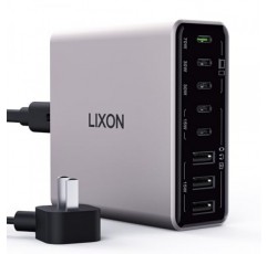 USB C 충전 스테이션, 200W 8포트 GaN 고속 벽면 충전기 블록, 단일 70W 듀얼 30W, PD QC PPS, MacBook Pro/Air, iPad, iPhone, Dell XPS, Samsung Galaxy, 티타늄(회색)용 65W 노트북 어댑터