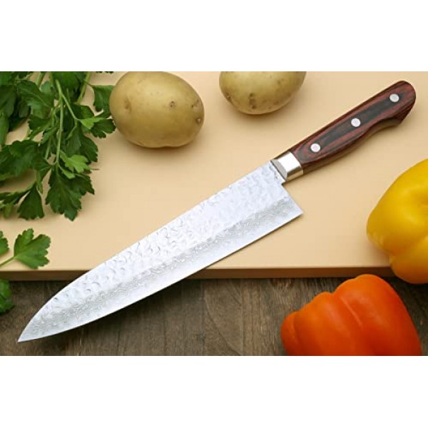 요시히로 VG10 16겹 해머드 다마스커스 규토 일본 셰프 나이프(7''(180mm))