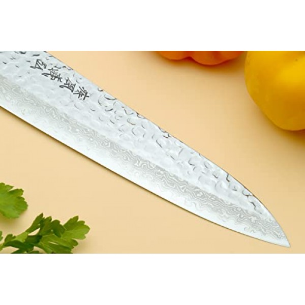 요시히로 VG10 16겹 해머드 다마스커스 규토 일본 셰프 나이프(7''(180mm))