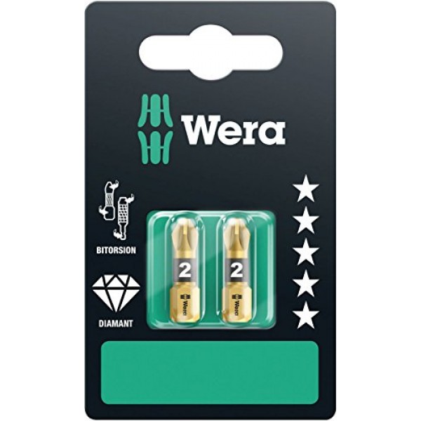 WERA 05073339001 855/1 BDC SB 비트, PZ 2 x 25mm, 2개