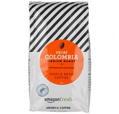 Amazon Fresh Decaf 콜롬비아 홀빈 커피, 미디엄 로스트, 12온스