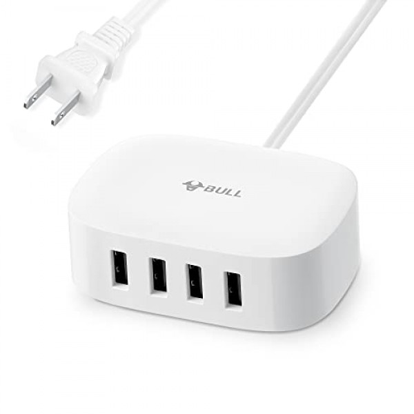 USB 충전 스테이션 - 6피트 연장 코드가 포함된 4 in 1 USB 충전기, Apple iPhone, 삼성, 태블릿, 크루즈 선박, 여행, 가정, 사무실, UL 인증용 USB 멀티포트 충전기