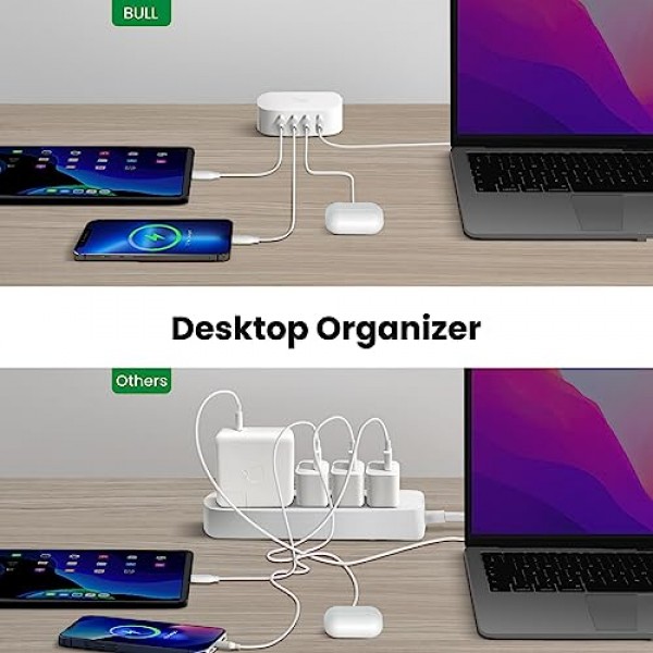 USB 충전 스테이션 - 6피트 연장 코드가 포함된 4 in 1 USB 충전기, Apple iPhone, 삼성, 태블릿, 크루즈 선박, 여행, 가정, 사무실, UL 인증용 USB 멀티포트 충전기