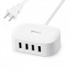 USB 충전 스테이션 - 6피트 연장 코드가 포함된 4 in 1 USB 충전기, Apple iPhone, 삼성, 태블릿, 크루즈 선박, 여행, 가정, 사무실, UL 인증용 USB 멀티포트 충전기