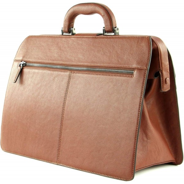 Piquadro 블랙 스퀘어 브리프케이스 가죽 37 cm Cuoio 프리사이즈