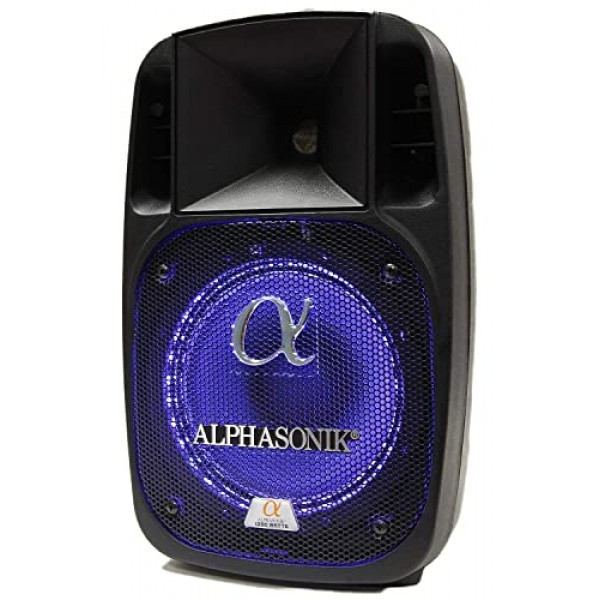 Alphasonik 8 전원 1200W PRO DJ 증폭 시끄러운 스피커 Bluetooth USB SD 카드 AUX MP3 FM 라디오 PA 시스템 LED 링 가라오케 마이크 메인 모니터, 밴드 교회, 파티, 기타 앰프, 홈, 바베
