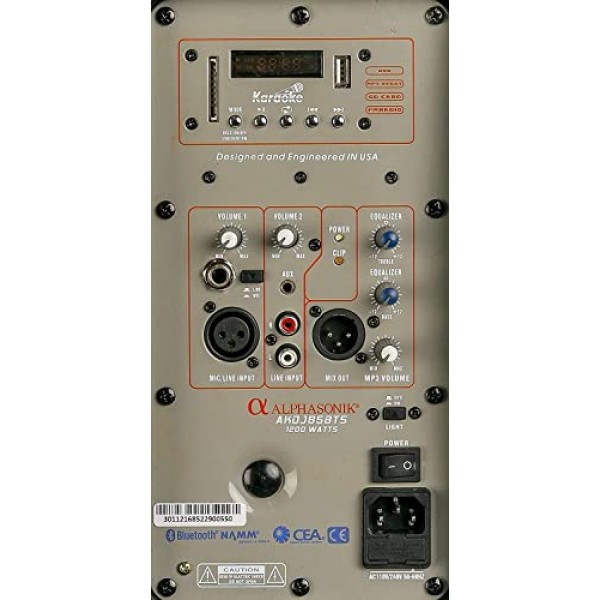 Alphasonik 8 전원 1200W PRO DJ 증폭 시끄러운 스피커 Bluetooth USB SD 카드 AUX MP3 FM 라디오 PA 시스템 LED 링 가라오케 마이크 메인 모니터, 밴드 교회, 파티, 기타 앰프, 홈, 바베