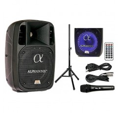 Alphasonik 8 전원 1200W PRO DJ 증폭 시끄러운 스피커 Bluetooth USB SD 카드 AUX MP3 FM 라디오 PA 시스템 LED 링 가라오케 마이크 메인 모니터, 밴드 교회, 파티, 기타 앰프, 홈, 바베