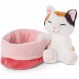 NICI 포근한 장난감 Sleeping Kitties 고양이 12cm, 크림, 레드 핑크 바구니