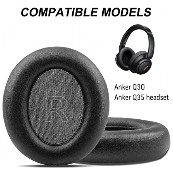 Anker Soundcore 헤드폰 Q30 및 Anker Q35, Life Q30 이어패드 이어 쿠션, 단백질 가죽 스킨 및 메모리 폼용 교체용 이어패드 쿠션